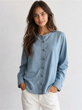 J Jill Denim button up shirt Medium Petite country boho